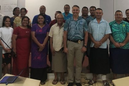 Police Commissioner Fuiavailiili Egon Keil and team, Director of CSS Professor Leasiolagi Meleisea Malama Meleisea, Senior Lecturer Development Studies Dr. Masami Tsujita Levi and the HDS500 Class