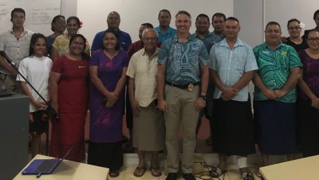 Police Commissioner Fuiavailiili Egon Keil and team, Director of CSS Professor Leasiolagi Meleisea Malama Meleisea, Senior Lecturer Development Studies Dr. Masami Tsujita Levi and the HDS500 Class